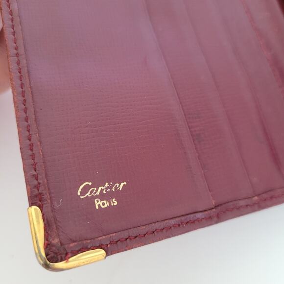 Must De Cartier Men's Bifold Leather Bordeaux Red Wallet Medium Retro Card Bill - Picture 4 of 13